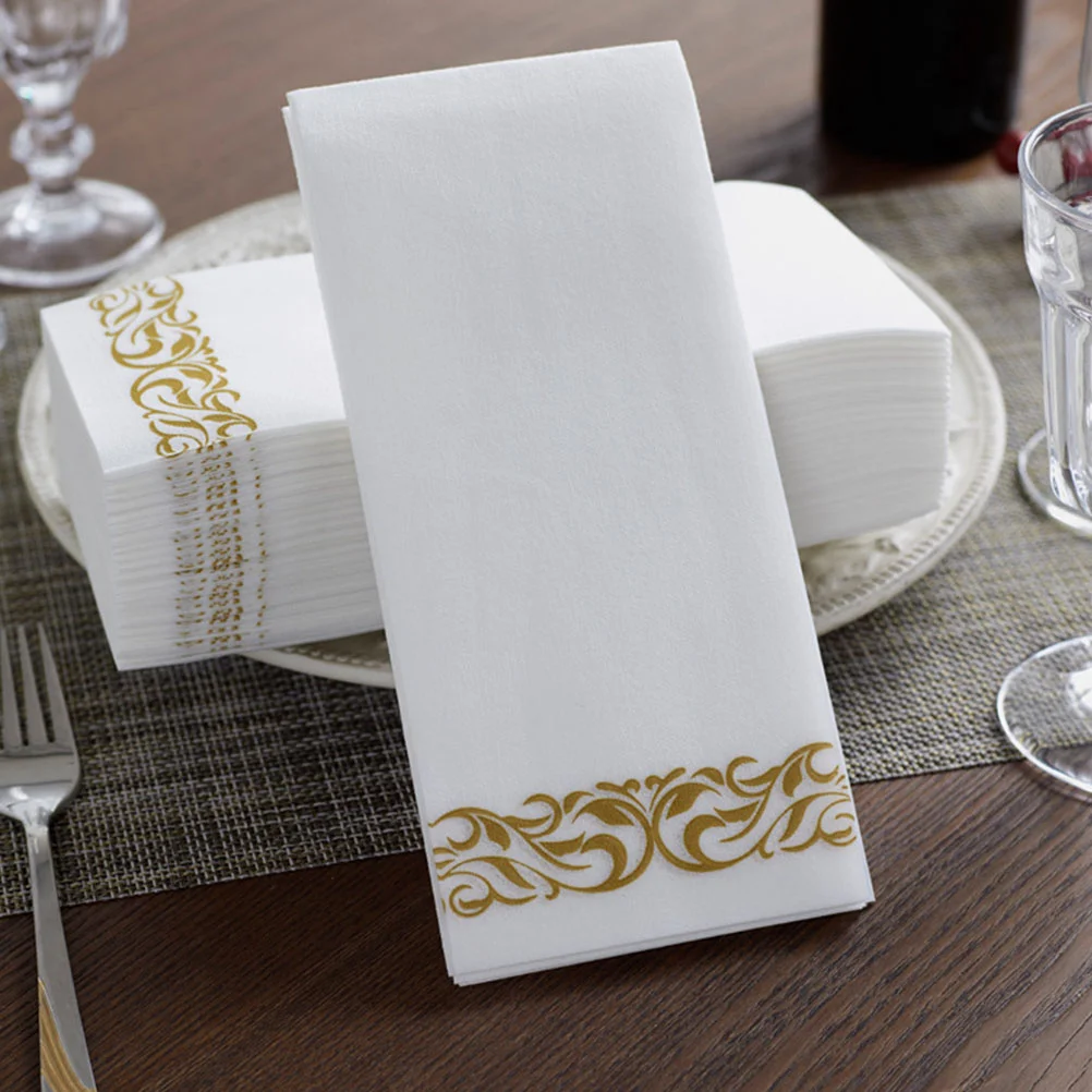 25 Pcs Paper Napkin Party Napkins Foldable Bridal Shower Dining Table Decorations Gold Silver Wedding Dinner