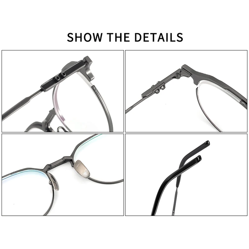 KJDCHD Fashion Pure Titanium Anti Blue Light Glasses Retro Business Men's Reading Glasses Prescription Customized Glasses S-03T