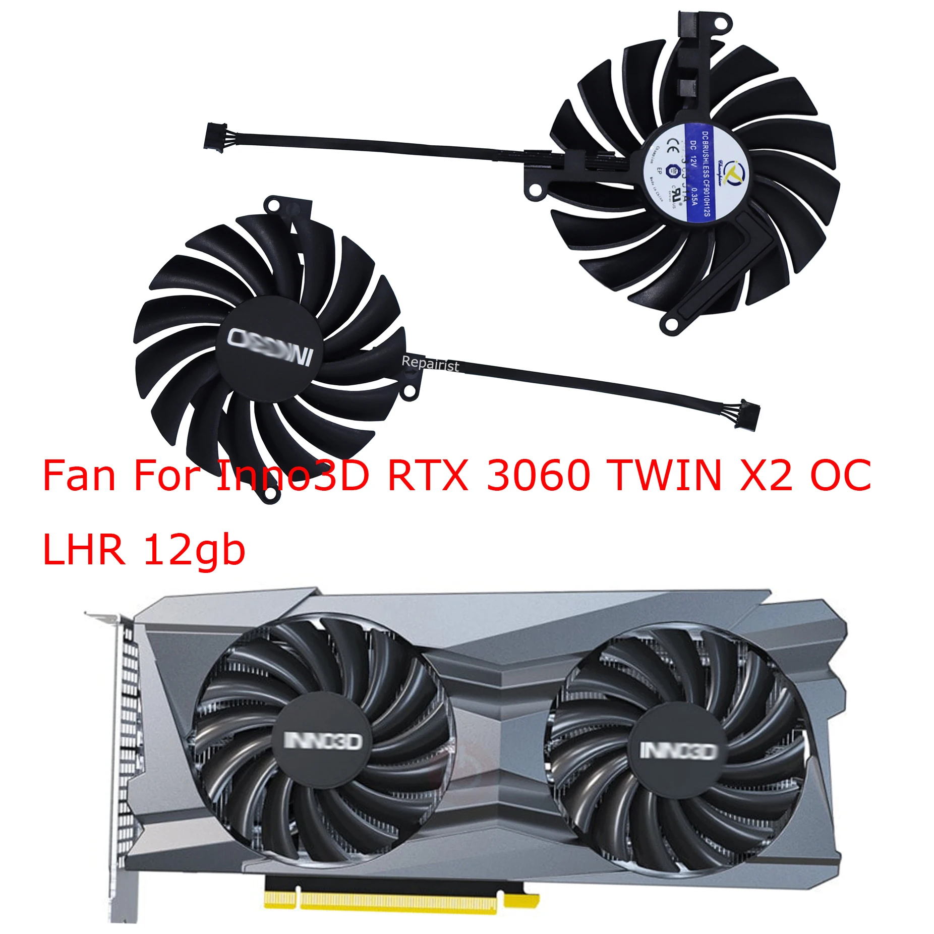 Video GPU AI Card Cooler Fan,For Inno3D 3060 3060Ti TWIN X2 LHR 12g 3050 Twin-X2 8gb,For ELSA RTX 3060 Ti rtx3060ti SAC view 3