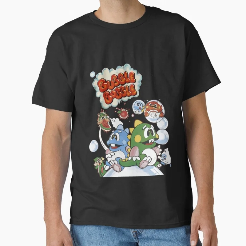 

Видеоигра 80-х годов Bubble Bobble 1027 Милые драконы Пиксель Аркада Ностальгия Старая школа Подарочная футболка для мужчин Топы большого размера