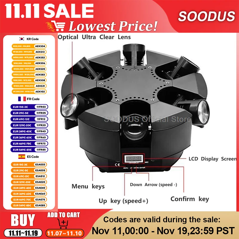 

Фонари 6 головок RGBW Светодиодные движущиеся головки DMX512 Голосовое управление Луч света Dj Lights для Dj KTV Сценическое шоу Свадебный бар DJ Party