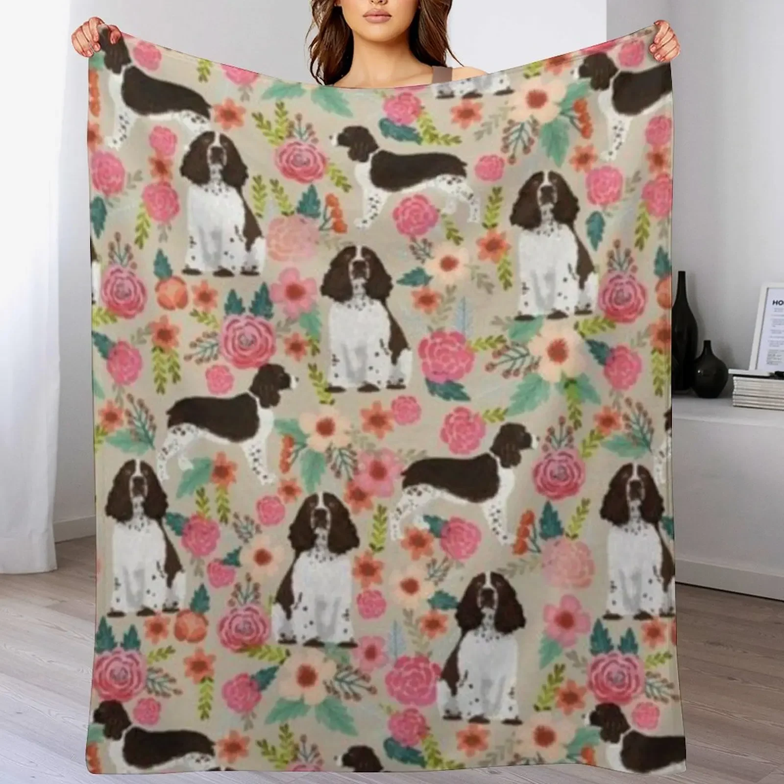 SPRINGER SPANIEL Throw Blanket Soft Sherpa Fleece Warm Blanket for Winter