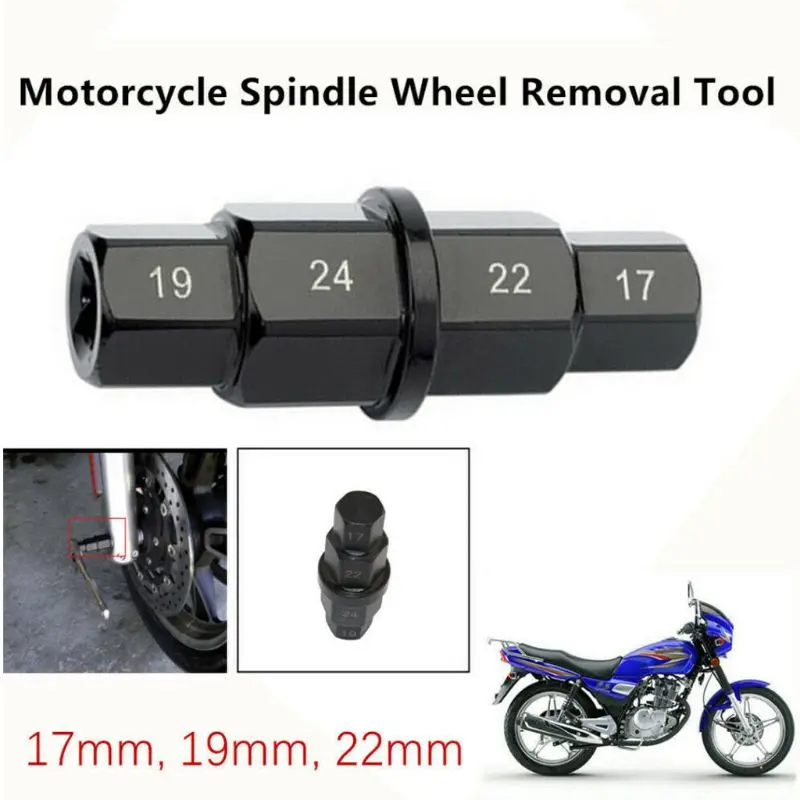 1PC Motorcycle Front Wheel Spindle Removal Sleeve 17/19/22/24mm Hub Axle Hex Allen Spindle Driver Tire Wrench Disassembly Tool