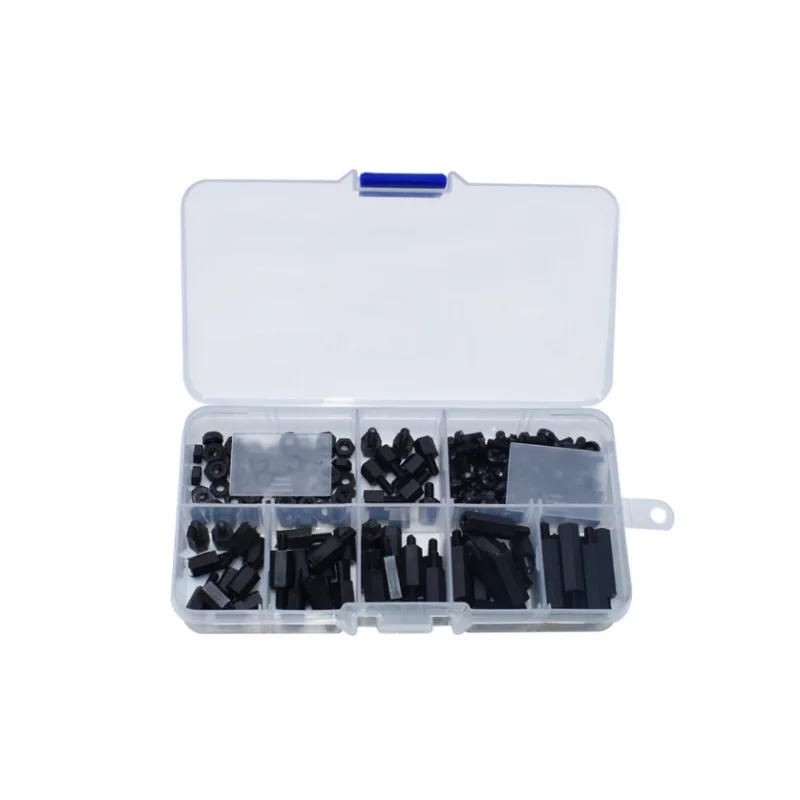 Espaçadores De Nylon Sortidos Kit, M3, Hex, M-F Parafusos, Preto, Standoff