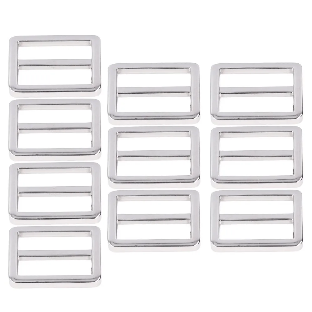 10pcs Glossy Finish Metal Slide Buckle Durable Metal Wear Resistant Tri-Glide Slide Buckle Adjustable Buckle DIY Project