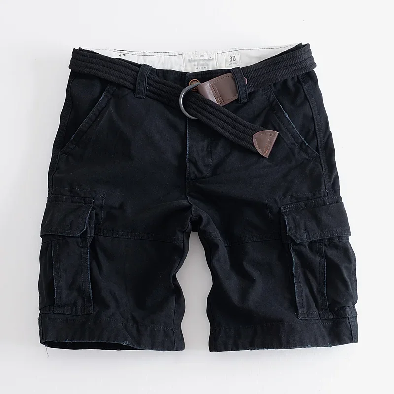 Cargo Shorts Men Pure Color Fitness Military Stylish European Style Retro High Street Mid Waist Sporty Knee Length Summer 2023