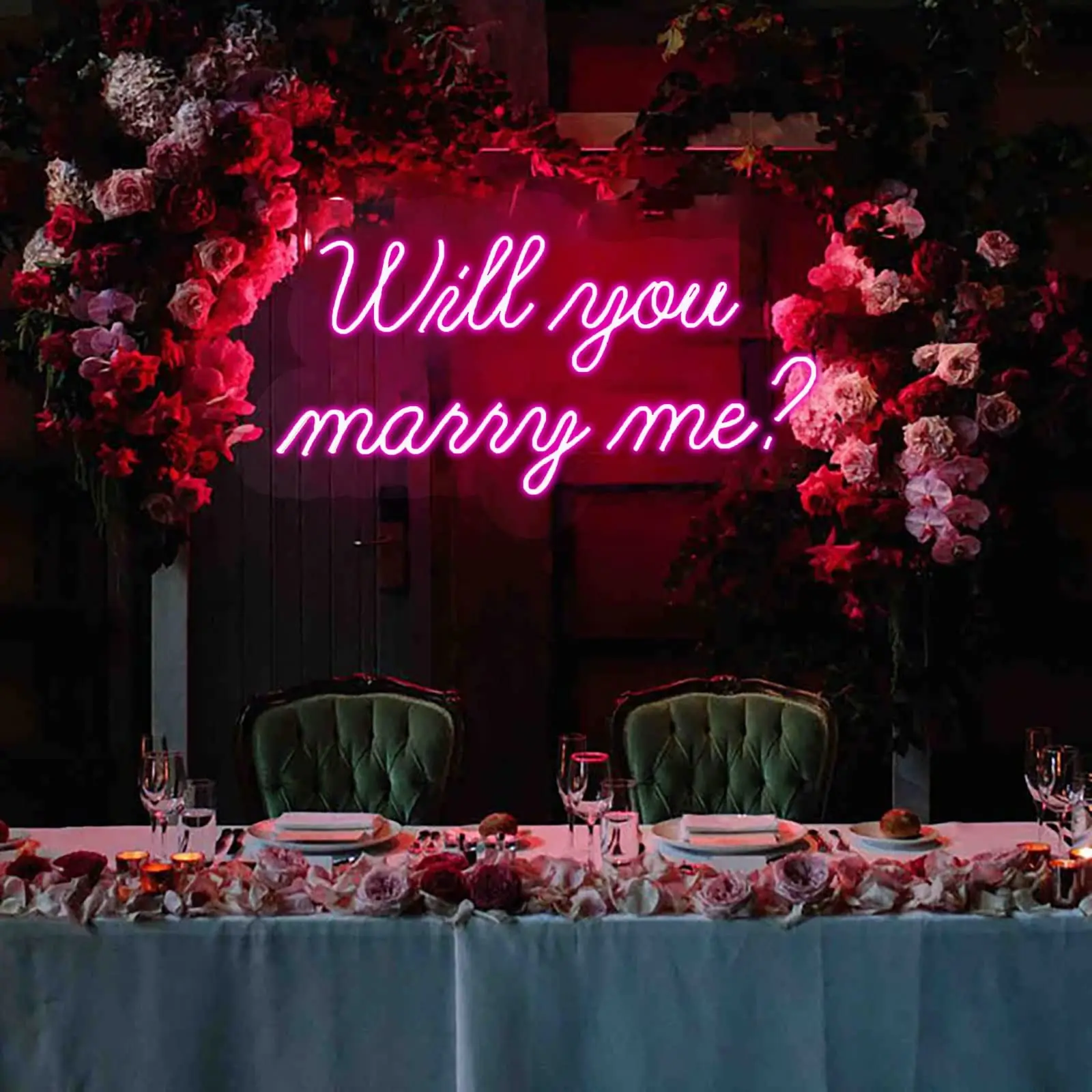 Marry Me Neon Sign Light Wall Art Gifts,Neon Sign Acrylic Wall Decorations Neon Sign for Wedding Party Led Neon Light Sign Decor