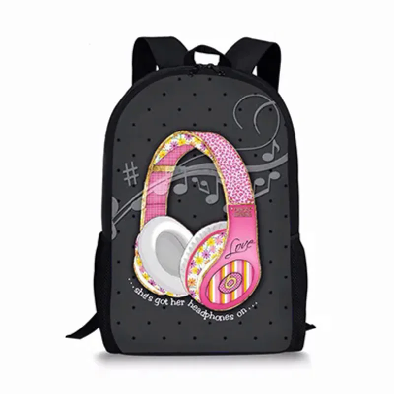 Mochila creativa con patrón de auriculares para niños, bolsa escolar para niños, niñas, estudiantes, bolsa de libros, mochila informal, mochila de viaje para adolescentes