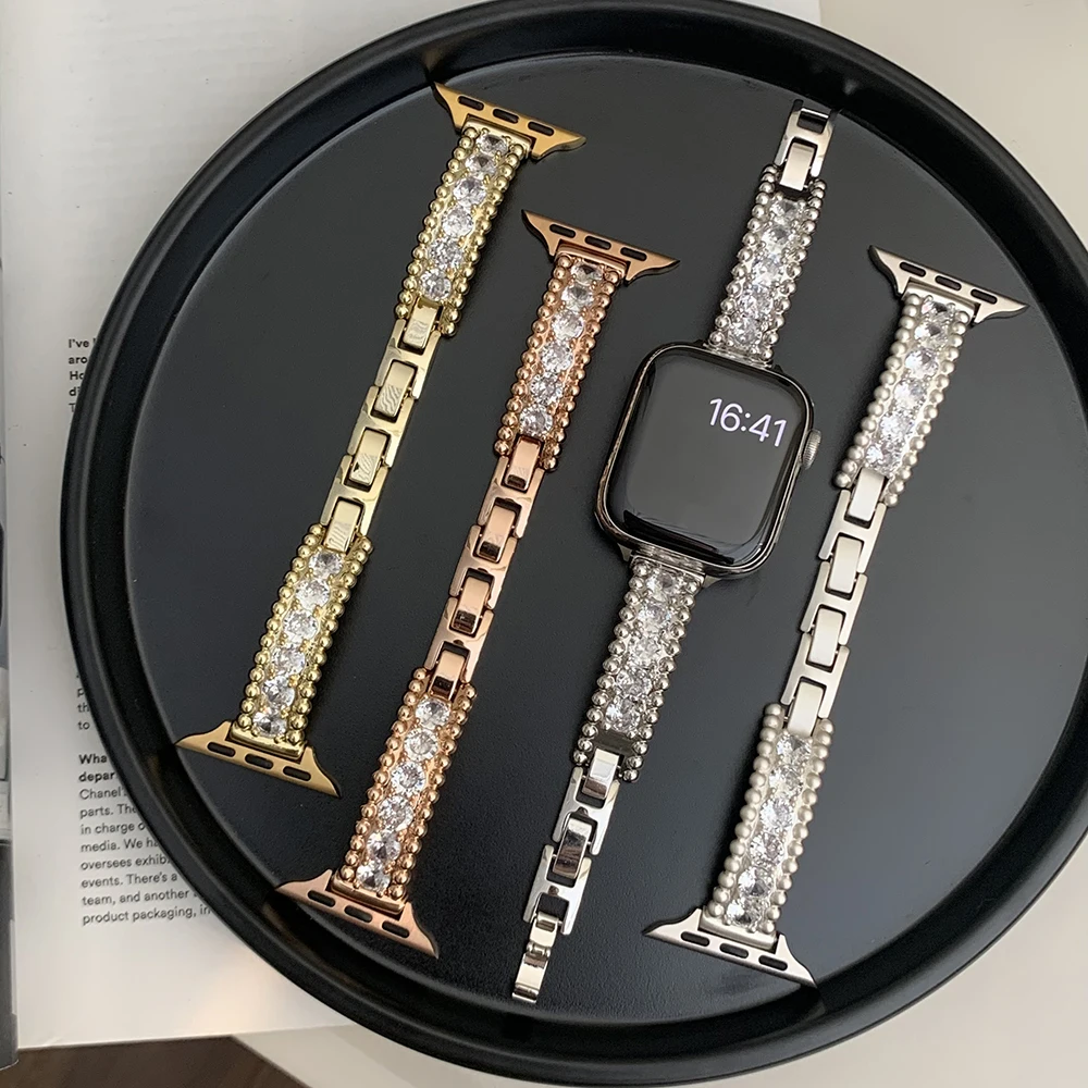 

10 шт. роскошный браслет с цирконием, ремешок для Apple Watch SE Ultra 9Pro, ремешок для часов с бриллиантами, оптовая продажа