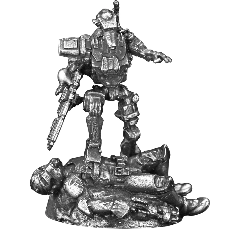 Metal Cupronickel Robot Soldier Model Action Figures Board Game Piece Miniature Ornament Accessories Desktop Car Interior Decor