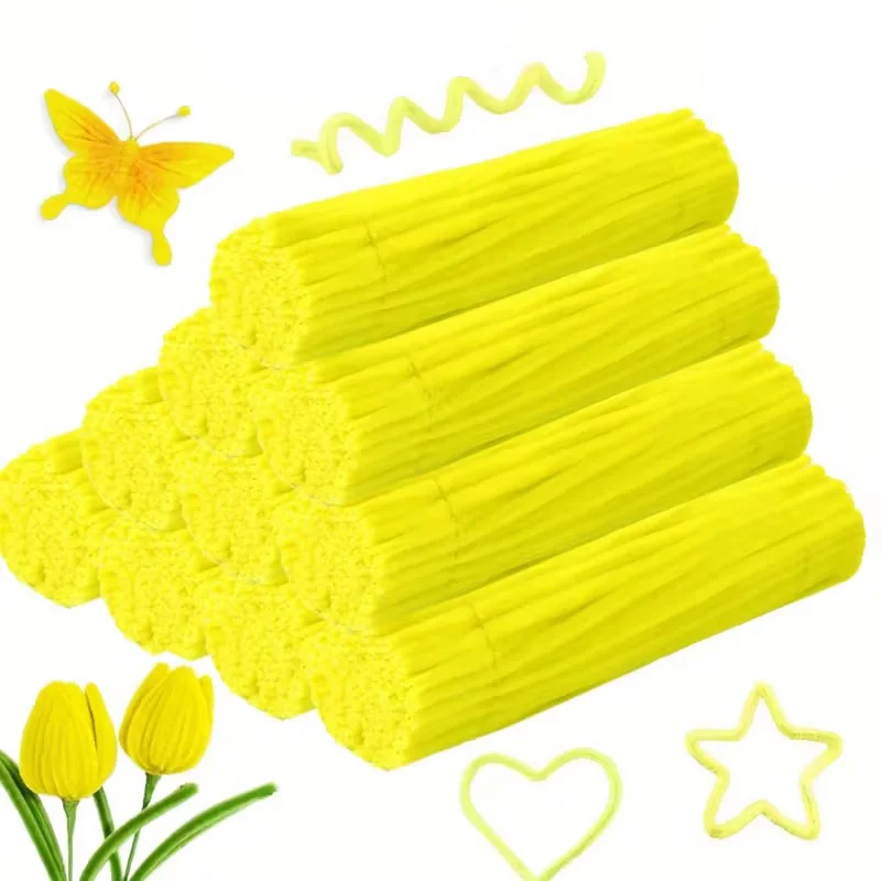

1000pcs Pipe Cleaners Chenille Stem Solid Color Pipe Cleaners Set DIY Arts Crafts Decorations Chenille Stems(Yellow)