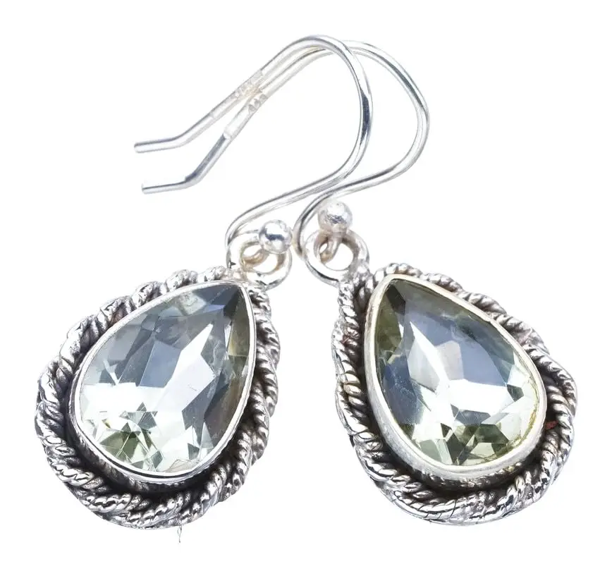 

StarGems® Natural Green Amethyst Handmade 925 Sterling Silver Earrings 1.25" F5855