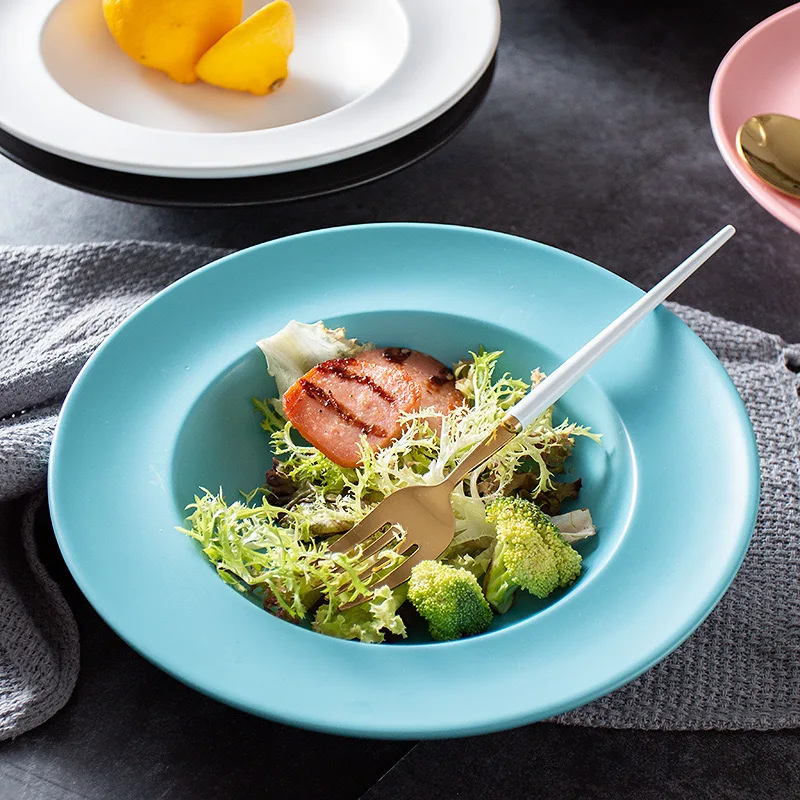 

Чаша из глубокой соломенной шляпы, обеденная тарелка в западном стиле, итальянская тарелка для макарон, миска для фруктового салата в ресторане