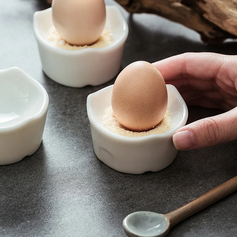 Korean Ceramic Egg Holder High-end Hotel Tableware Tooth-shaped Tray Breakfast Dish108