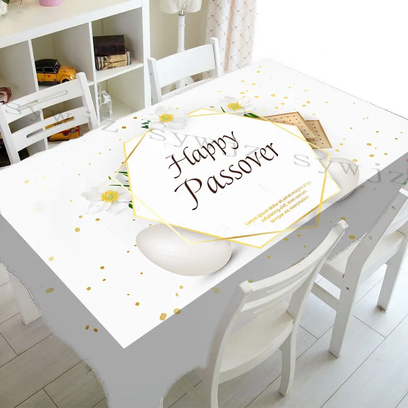 Happy Passover Rectangle Tablecloth Kitchen Table Accessories Home Dinner Party Decor Outdoor Picnic Mats Passover Seder Dinner