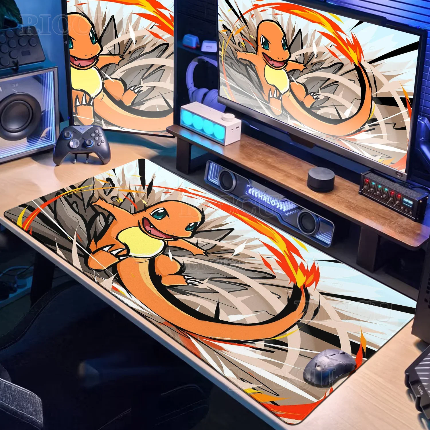 Kawaii Japan Anime Mouse Pad XL PC Gaming Accessories PC Flame Dragon C-charizard Desk Mats Large P-pokemons Cool Keyboard Rugs