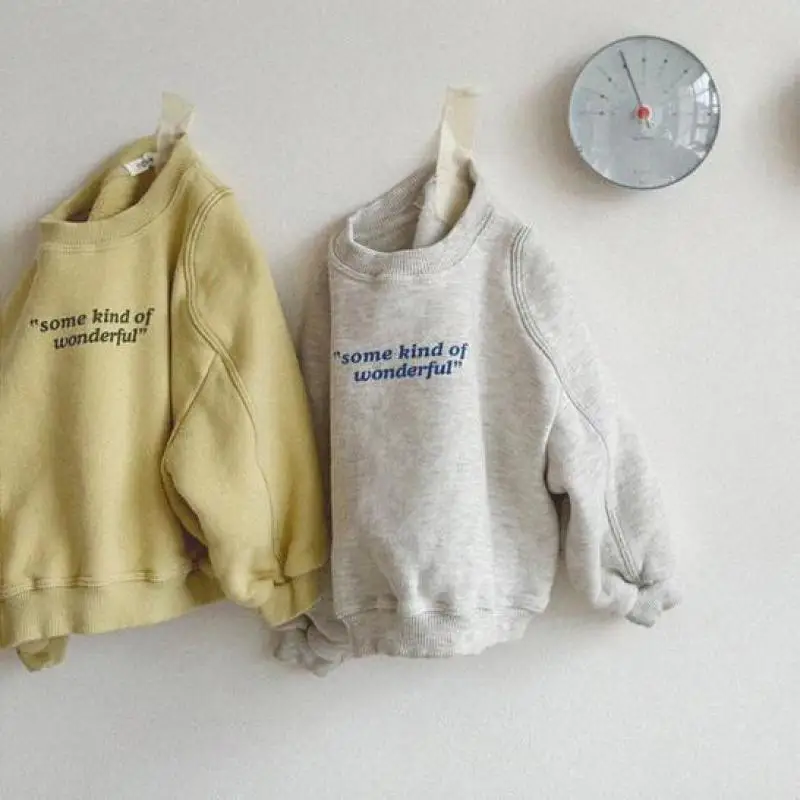 2026 Spring New Infant Long Sleeve Pullover Baby Letter Print Tops Children Casual Sweatshirt Toddler Tops Boy Girl Clothes