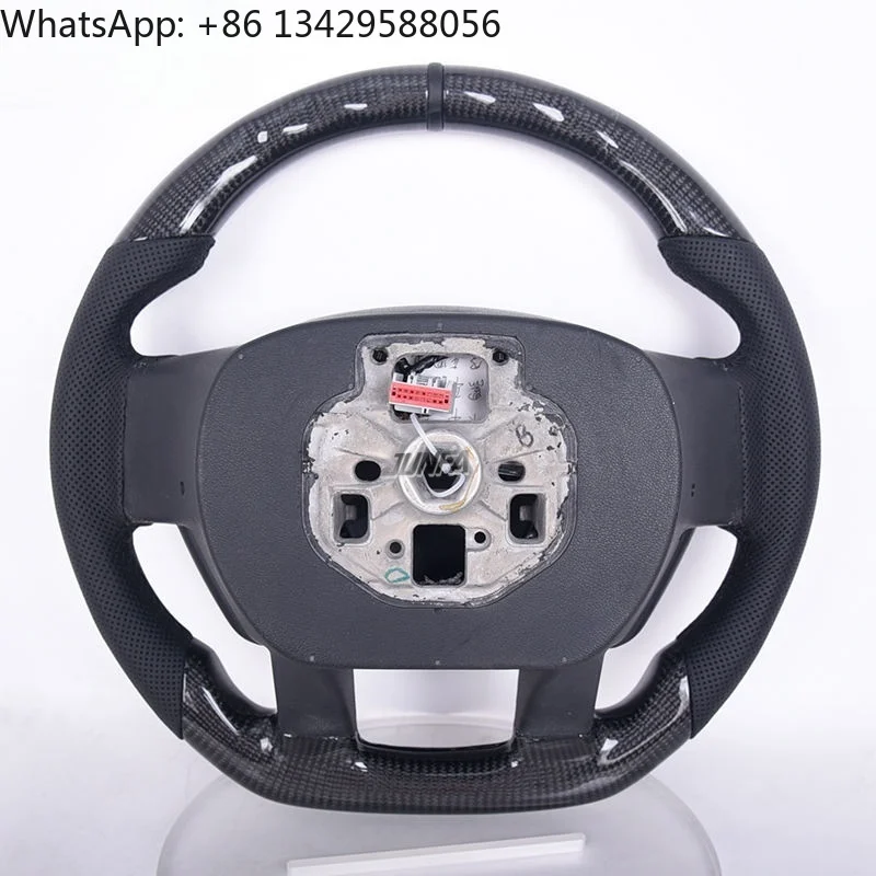 

Custom Black Perforated Leather Steering Wheel For Ford F150 Raptor Real Carbon Fiber Material