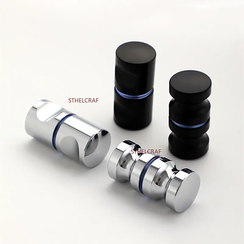 1PC Solid Aluminum Alloy Single-hole Handles Bathroom Glass Door Knobs Double-sided Cabinet Door Handle Furniture Hardware Pulls