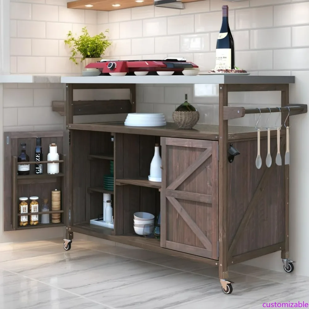 

Тележка для барбекю в патио с местом для хранения и кухонным островом на колесиках для приготовления пищи на открытом воздухе