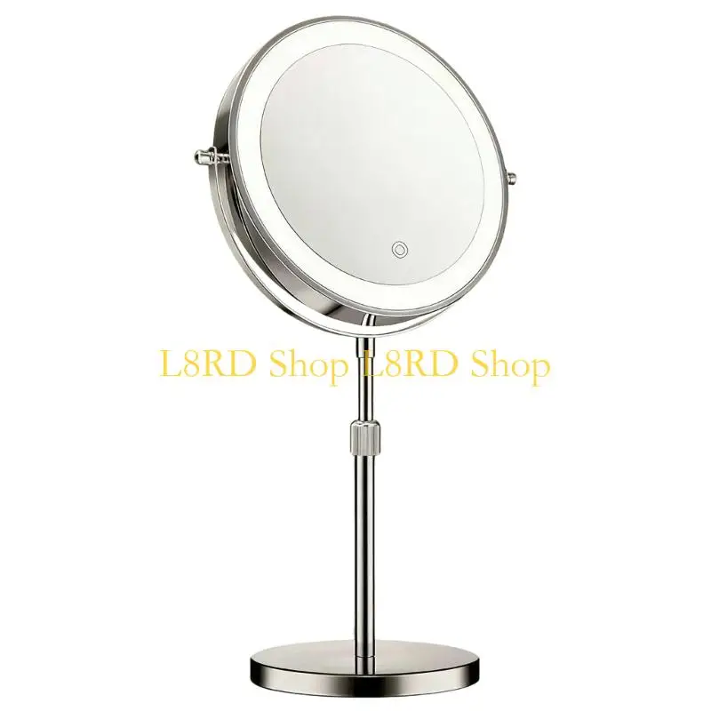 L8RD Adjustable Height Metal Frame Vanity Mirror Double Sided LED Lighted for Detailed Application