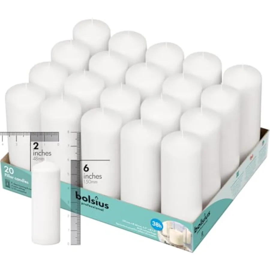 

White Pillar Candles 2x6 Unscented Candle Set of Dripless, Smokeless, and Clean Burng Household Dner Candles Perfect for Weddgs