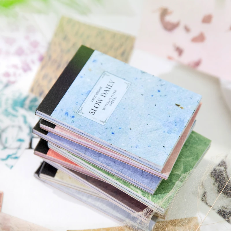 8 styles 50 pcs Slowness Daily Series mini material memo pad Diary Album Scrapbooking material paper Junk Journal Supplies