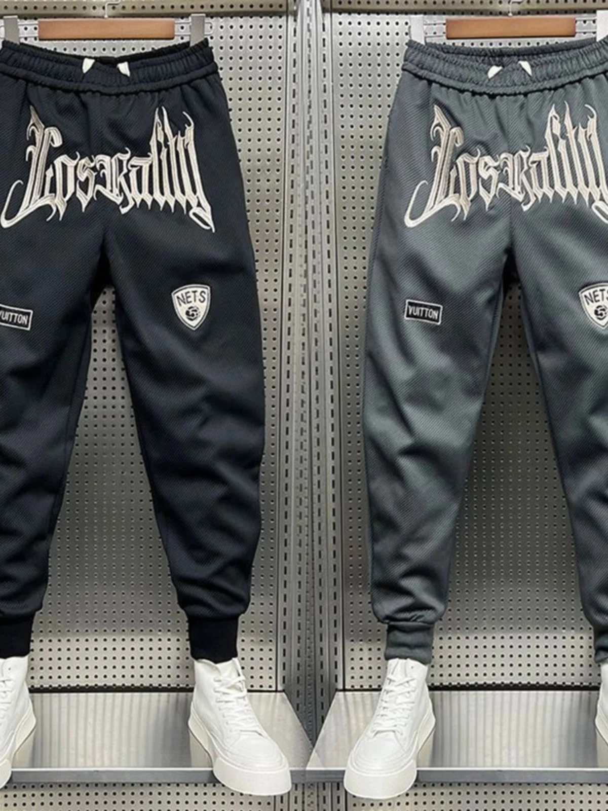 

American Sle Casual Pants Men's Spring Autumn Trendy Spor Loose Fit Harajuku Sle Elastic Waist Cotton Long Trousers