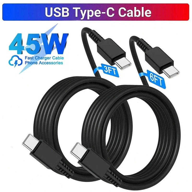 Câble de charge rapide USB-C 45W, câble de charge Type-C vers Type-C, 1 pièce/3 pièces/5 pièces, compatible avec Sony et autres appareils Android
