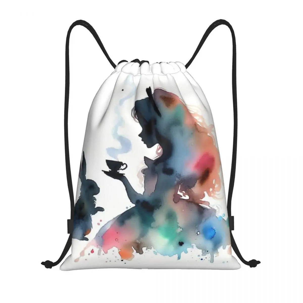 Drawstring bag Storage Portable Handbags Young Girl And Her Rabbit Grocery Shopping Shoulder bags foldable Travel Bag