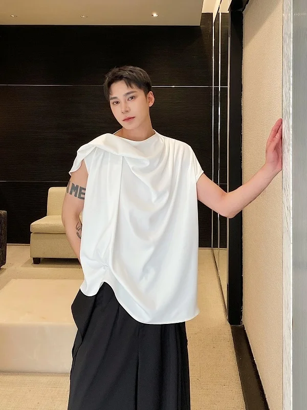 

Летняя свободная рубашка Svel Pure Color для мужчин, повседневная, молодежная, трендовая, с матовым дизайном, воротником-стойкой