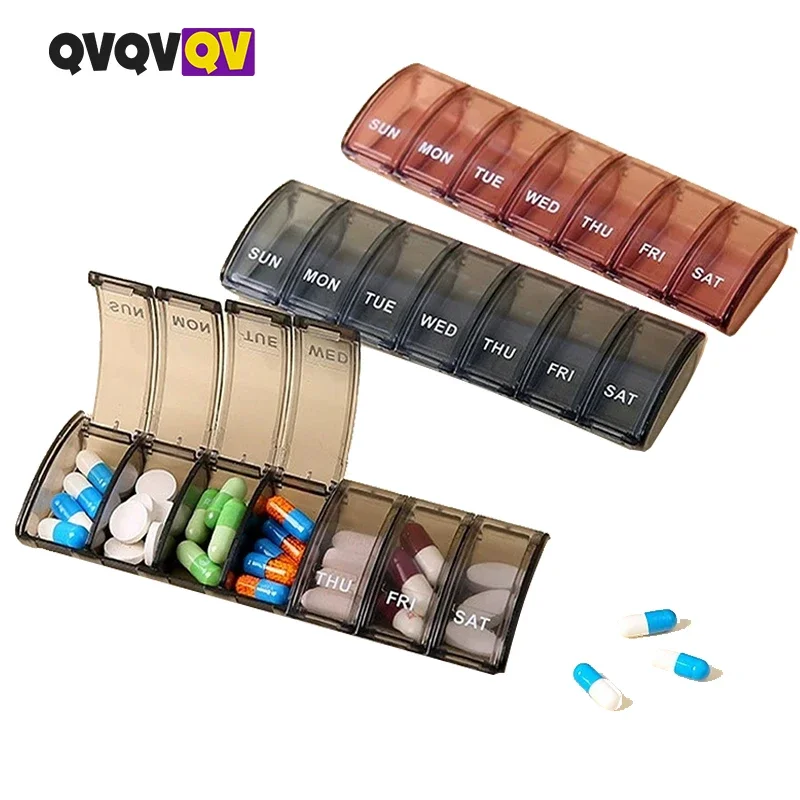 1 Uds. Organizador de pastillas-cajas de pastillas para viaje, 7 días con pastillero Braille, vitaminas, suplementos de aceite de pescado, dispensador organizador