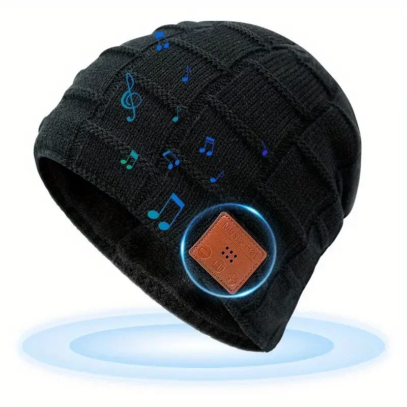 Wireless Bluetooth music Beanie Hat Winter Outdoor Sports Knitted fleece hat Music with Mic Headphones warm hat Men women cap