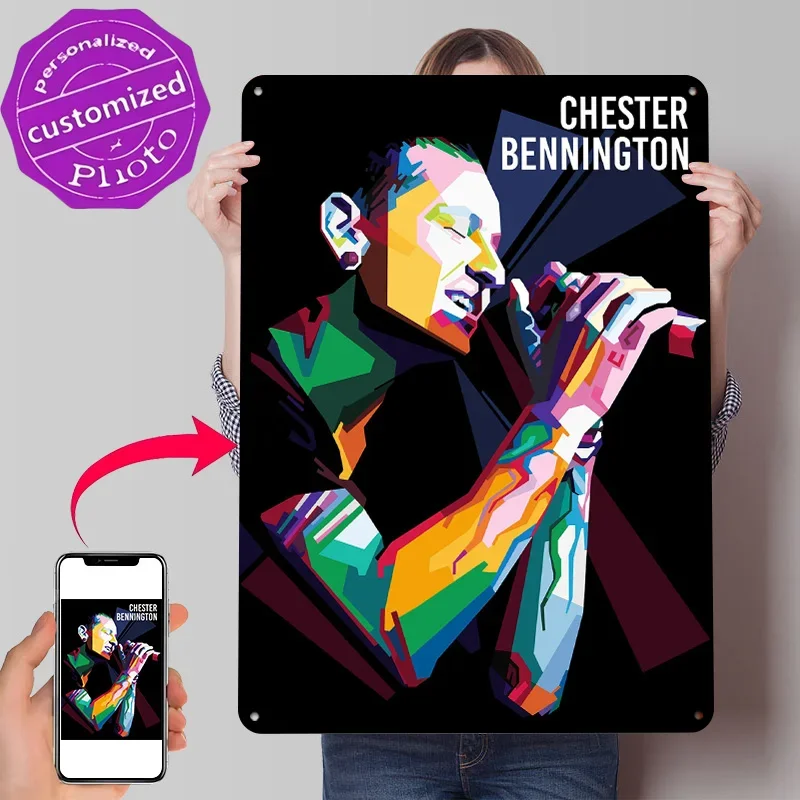 Chester Charles Bennington 3D Texture Printed Poster Custom Vintage Metal Tin Plate Sign for Wall Art Room Decor Wand Deko House
