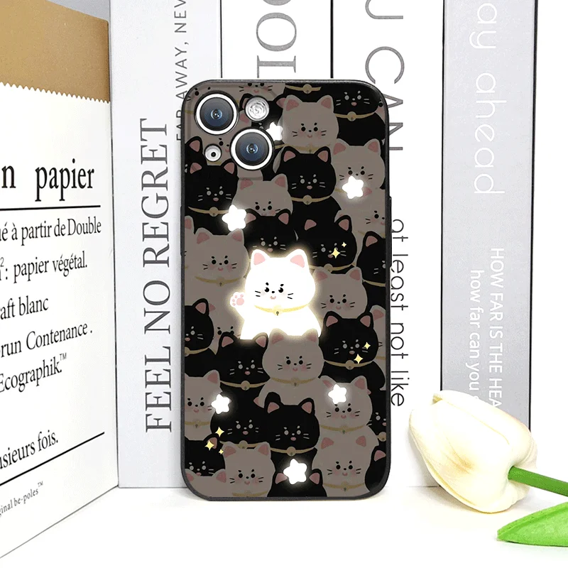 Cartoon Schwarz Weiß Katze Paar Handyhülle für IPhone 16 12 11 14 13 15 Pro Max Mini X XS MAX XR SE2 7 8 14Plus gepaarte Softcover