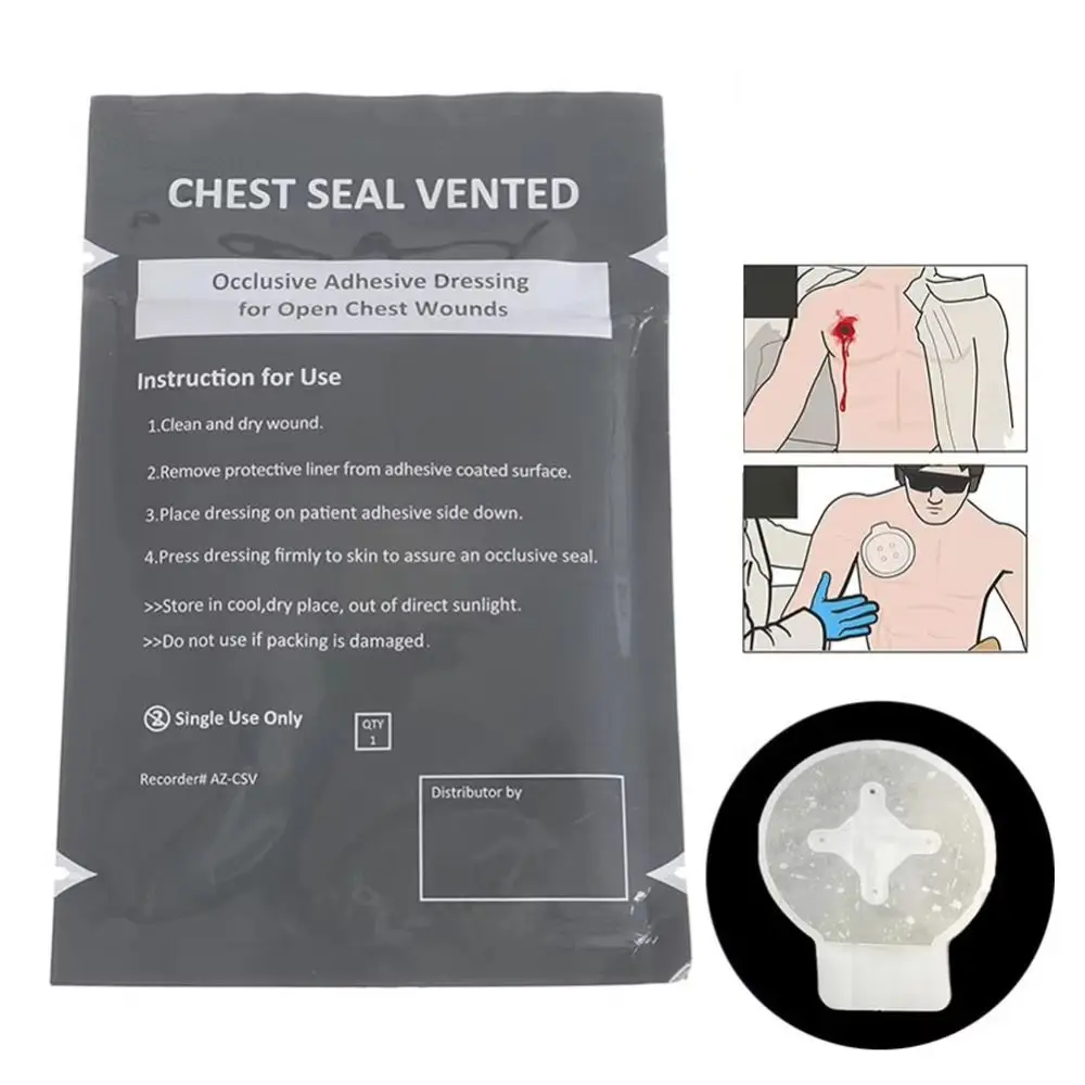 

Occlusive Adhesive Vent Chest Seal Transparent Advanced Adhesive Trauma Sticker Patch Life-Saving With Hole Outdoor Chest Seal