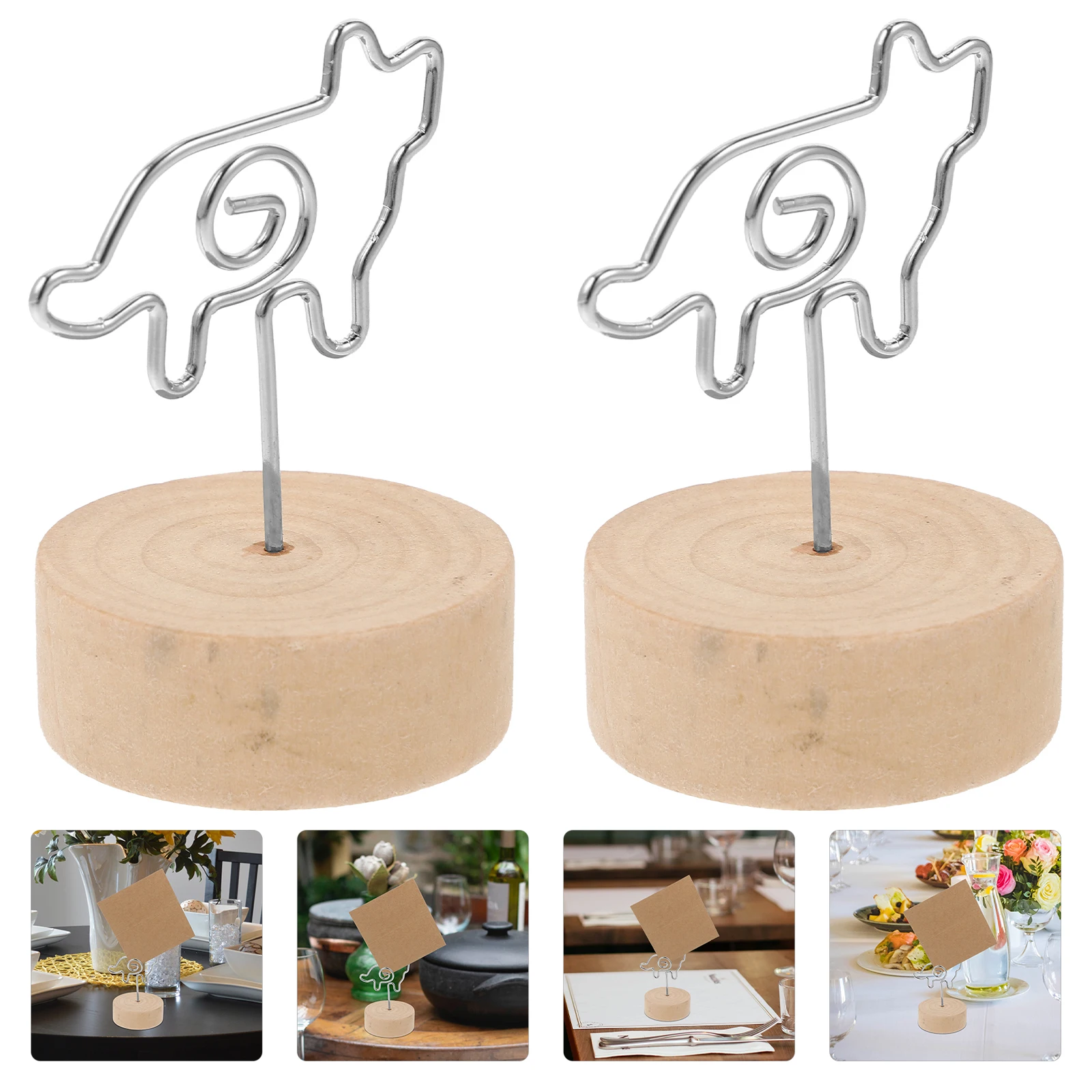 

3pcs Photo Holder Clip Stands Sturdy Memo Clips Wedding Table Number Desktop Decor Wooden Base Picture Holders Restaurant Menu