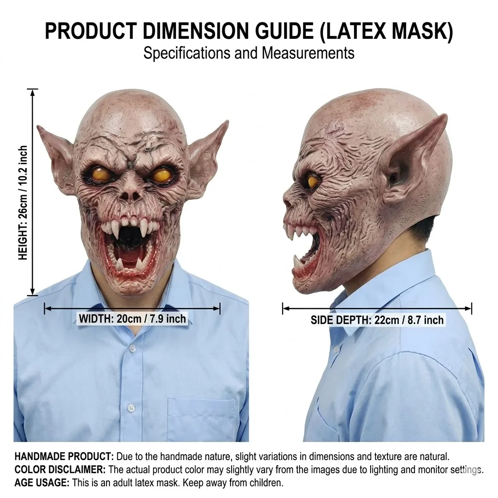 Terrifying Open Mouth Ghoul Mask Full Head Latex Horror Monster Mask Realistic Vampire Demon Cosplay Halloween Costume Props