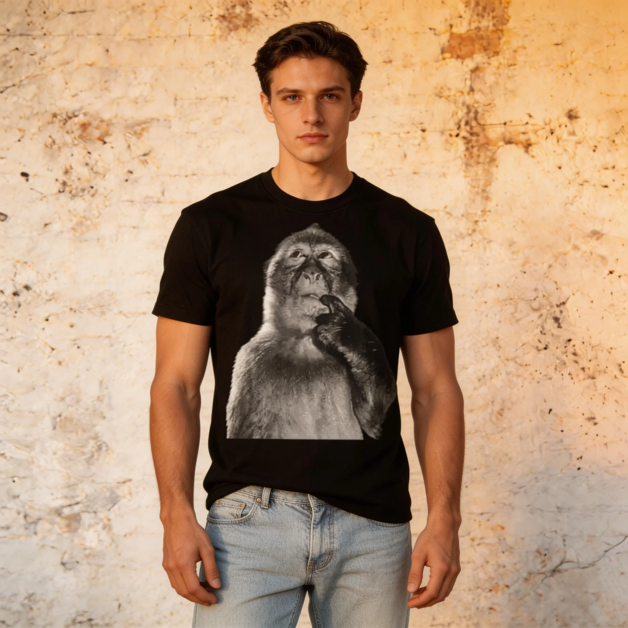90s Vintage Funny Monkey Shirt Silly Meme T-shirt Dank Memes Tee Bootleg Odd Core This Touch Character Casual Style Soft Tee