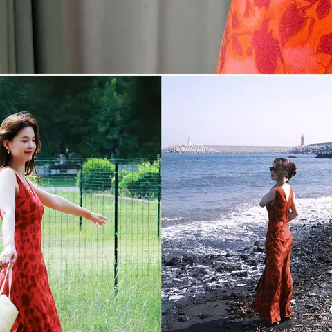 Bayanlar için Lüks İpek Baskılı V Yaka V Sırtlı Kolsuz Midi Uzun Elbise