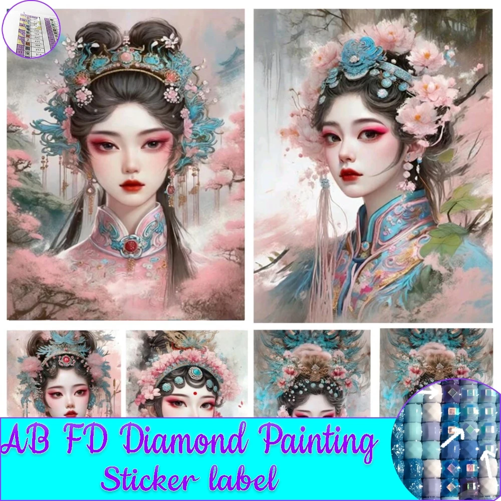 AB FD Diamond Painting Peking Opera Mosaic Diamond Cross Stitch Set Living Room Bedroom Decoration With Sticker Label