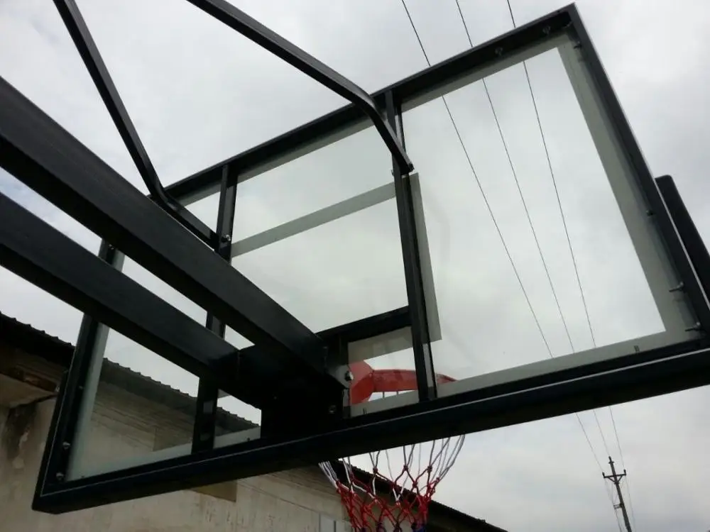 Factory Sale FIBA Height Adjusted Basketball Hoop Complete Set Tempered Glass Backboard for Training