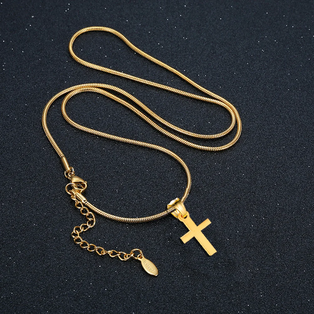 

Religious Small Jesus Cross Pendant Female Gold Silver Color Stainless Steel Snake Chain Necklace For Women Jewelry Gift 2025