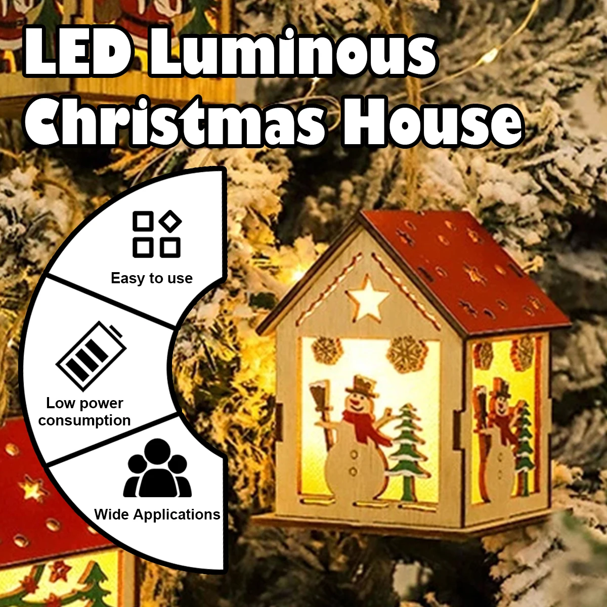 Christmas Glowing Cabin Wooden Pendant Luminous Decor Wood Lanterns Decorations Light House Battery Operated Table Lamp For Led