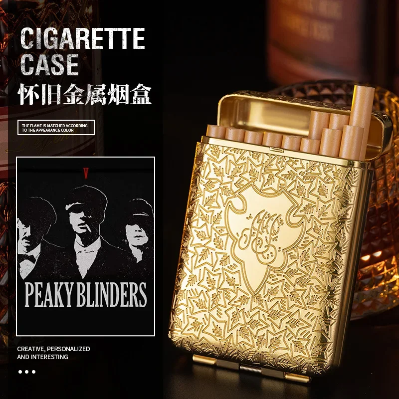 New Metal Cigarette Case Engraving Flower Cigarette Case Anti-pressure Portable Personality Creative Smoking Accessories