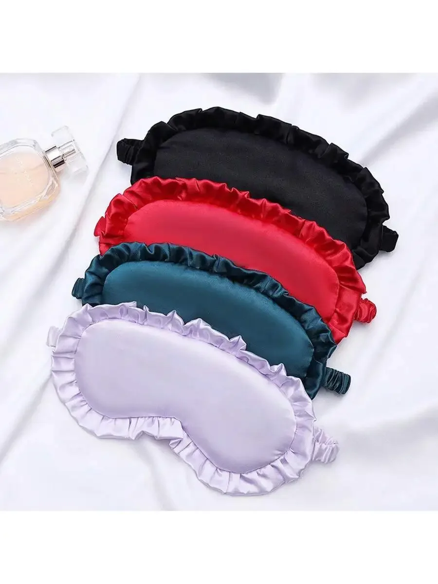 

Silk Sleep Eye Mask With Ruffled Edge Light Blocking Comfortable Travel Blindfold