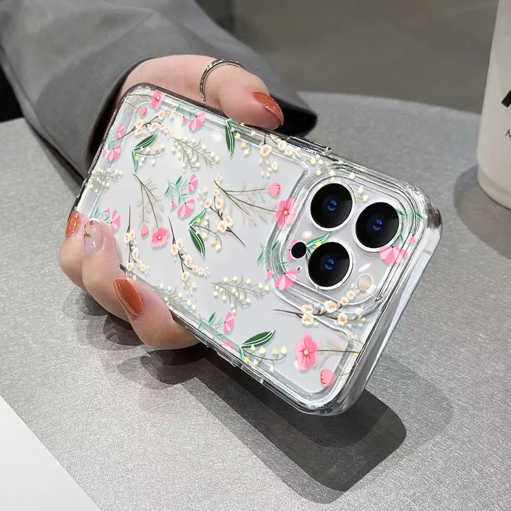 Flower Phone Case For iPhone 14 Covers iPhone 11 15 Pro Max 13 12 XR X Xs 7 8 Plus 15promax 13promax Soft TPU Transparent Funda