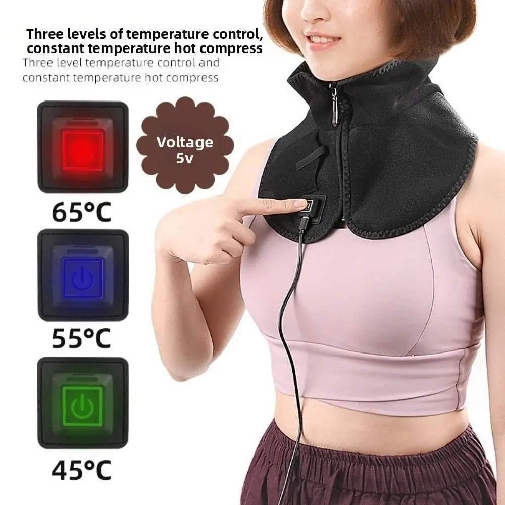USB Heating Neck And Shoulder Heating Pad Soft 3 Modes Heated Heating Neck Wrap with Zipper Comfortable Electric Warmer Shawl