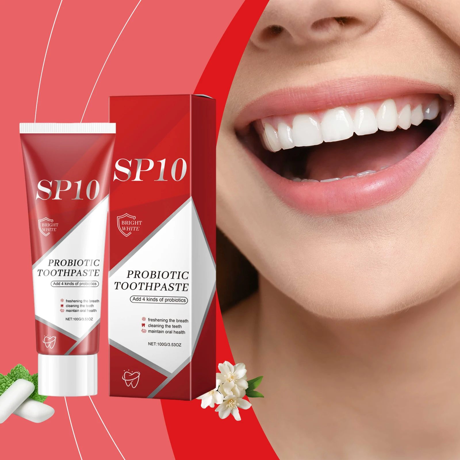 

Probiotic Toothpaste Fresh Breath Clean Teeth Tartar Yellow Teeth Removal Oral Health Dental Care Products SP10 Toothpaste 100g