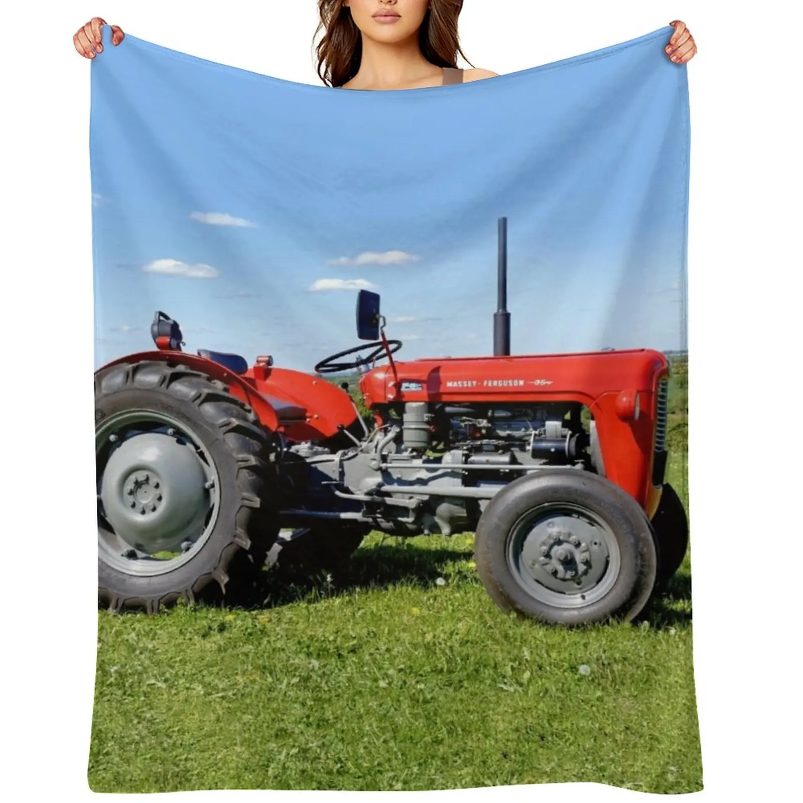 

Massey Ferguson 35 Tractor Throw Blanket Soft Plaid blankets and throws Plush Furrys Blankets